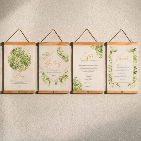 PA4 Textielposter Vrede A4 met Houten Hangers