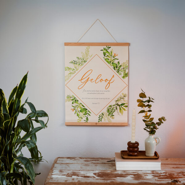 PG4x5 Textielposter Geloof 40x50cm met Houten Hangers