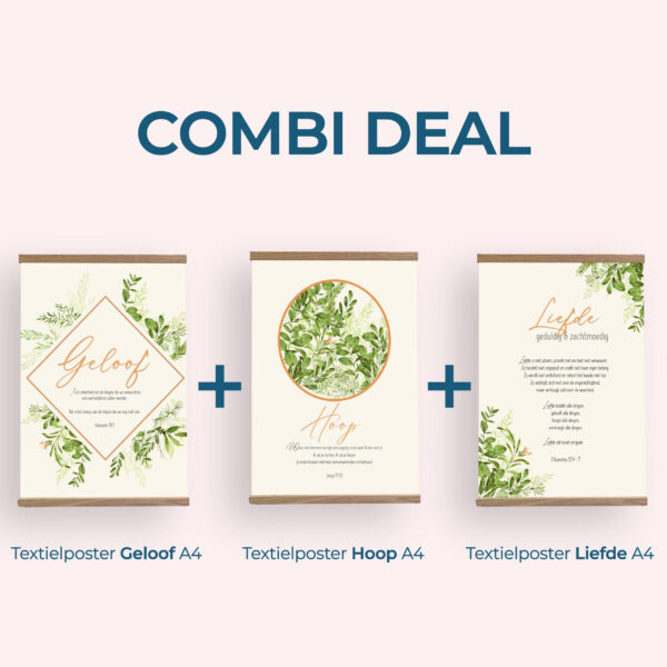 Combi deal geloof, hoop & liefde Christelijke Poster Set A4 – Geloof, Hoop & Liefde